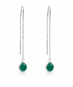 Green Onyx Teardrop Threader Earrings