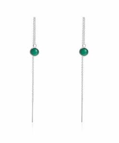 Green Onyx Round Threader Earrings