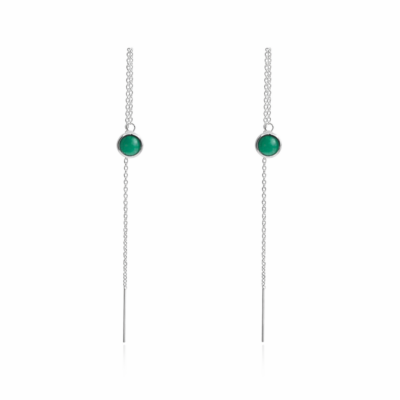 Green Onyx Round Threader Earrings