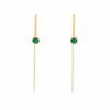 Green Onyx Round Threader Earrings