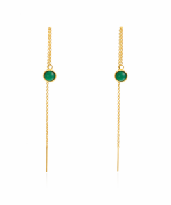 Green Onyx Round Threader Earrings