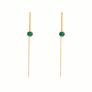 Green Onyx Round Threader Earrings