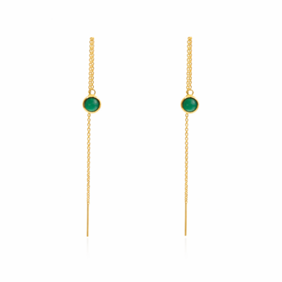 Green Onyx Round Threader Earrings