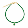 Green Onyx Beaded Bracelet with Charm