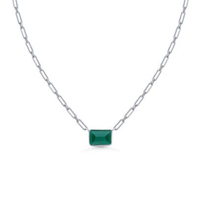 Green Onyx Paperclip Chain Necklace