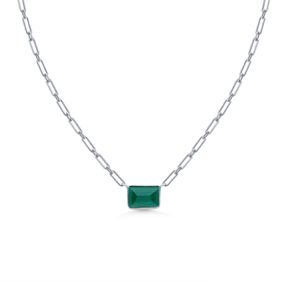 Green Onyx Paperclip Chain Necklace Green Onyx Paperclip Chain Necklace