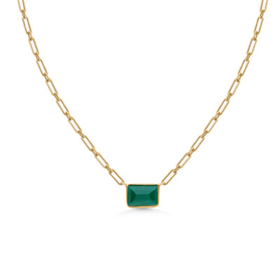 Green Onyx Paperclip Chain Necklace