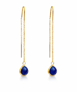 Lapis Lazuli Teardrop Threader Earrings