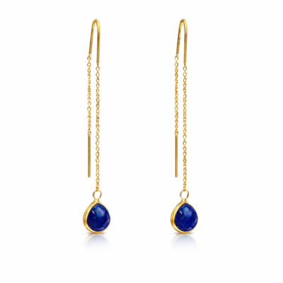 Lapis Lazuli Teardrop Threader Earrings