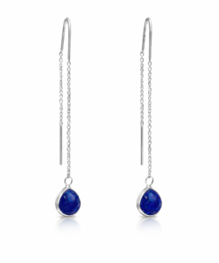 Lapis Lazuli Teardrop Threader Earrings