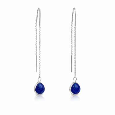 Lapis Lazuli Teardrop Threader Earrings
