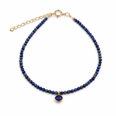 Lapis Lazuli Beaded Bracelet with Charm
