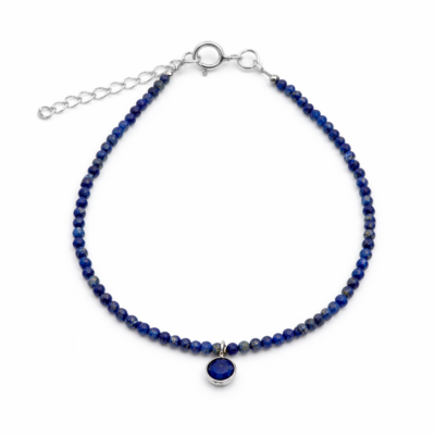 Lapis Lazuli Beaded Bracelet with Charm