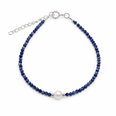 Lapis Lazuli & Pearl Beaded Bracelet