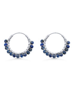 Lapis Lazuli Beaded Hoops (Medium)