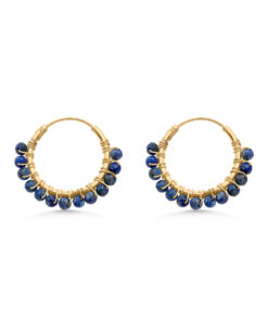 Lapis Lazuli Beaded Hoops (Medium)