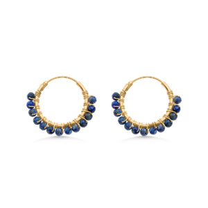 Lapis Lazuli Beaded Hoops (Medium)