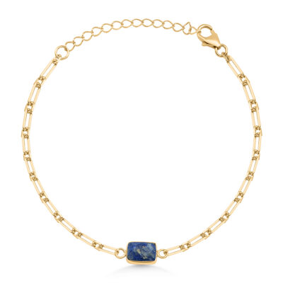 Lapis Lazuli Paperclip Chain Bracelet