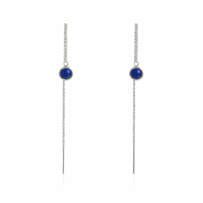 Lapis Lazuli Round Threader Earrings
