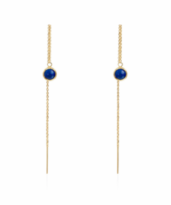 Lapis Lazuli Round Threader Earrings