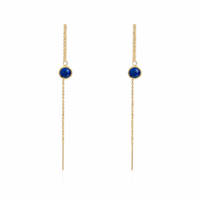 Lapis Lazuli Round Threader Earrings