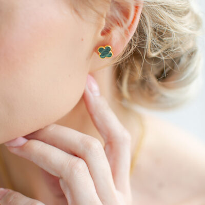 Malachite Clover Earrings
