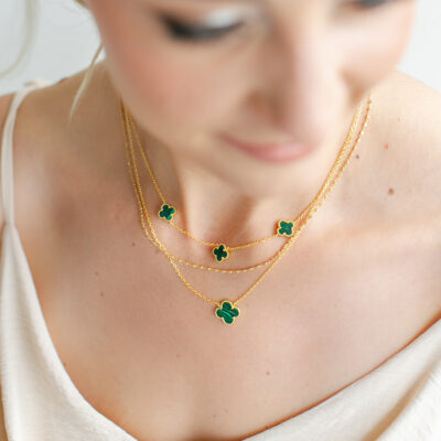 Malachite Trio Clover Necklace