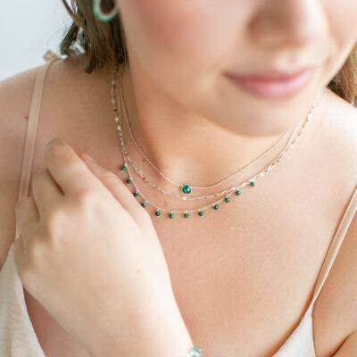 Malachite Beaded Charm Necklace