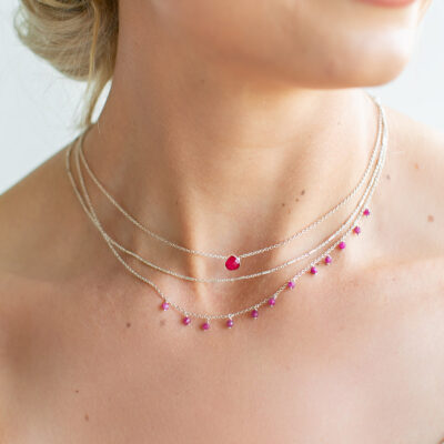 Ruby Beaded Charm Necklace