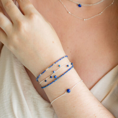Lapis Lazuli Beaded Bracelet with Charm