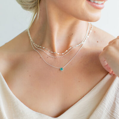Blue Agate Single Teardrop Necklace