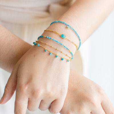 Blue Agate Paperclip Chain Bracelet