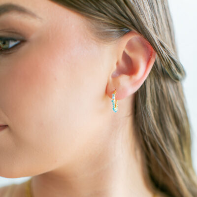 Ruby Beaded Hoops (Medium)