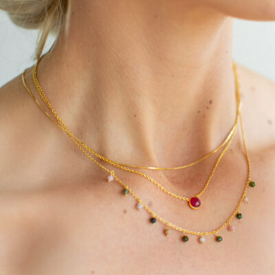 Tourmaline Beaded Charm Necklace