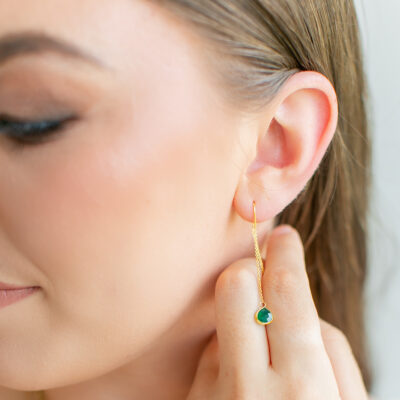 Lapis Lazuli Teardrop Threader Earrings
