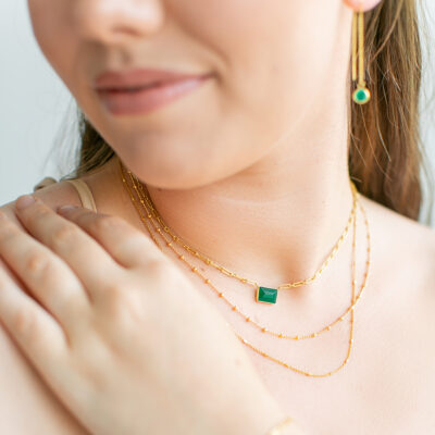 Green Onyx Paperclip Chain Necklace