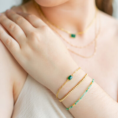 Green Onyx Paperclip Chain Bracelet