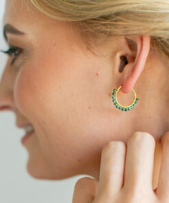 Turquoise Beaded Hoops (Large)