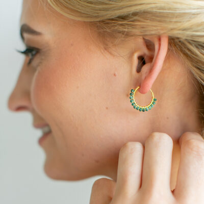 Turquoise Beaded Hoops (Large)