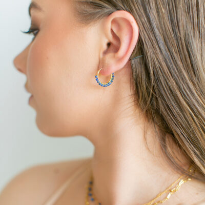 Lapis Lazuli Beaded Hoops (Medium)