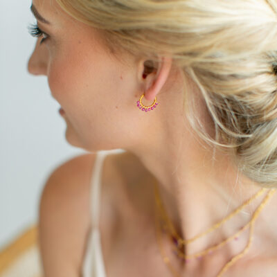 Lapis Lazuli Beaded Hoops (Small)