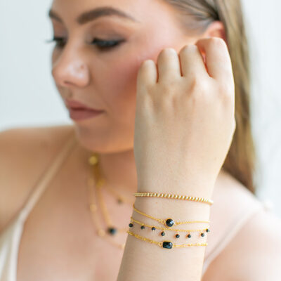 Black Spinel Single Round Bracelet