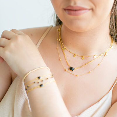 Black Spinel Paperclip Chain Necklace