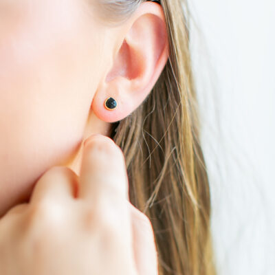 Black Spinel Teardrop Studs