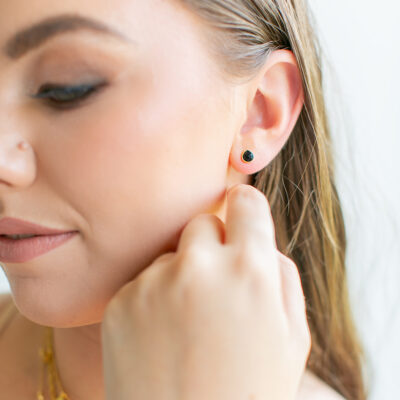 Black Spinel Teardrop Studs