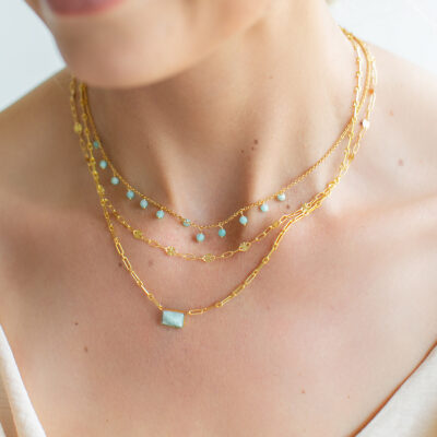 Amazonite Beaded Charm Necklace
