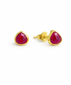 Red Jade Teardrop Studs