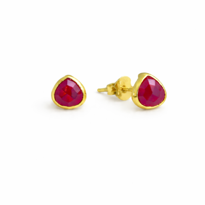 Red Jade Teardrop Studs