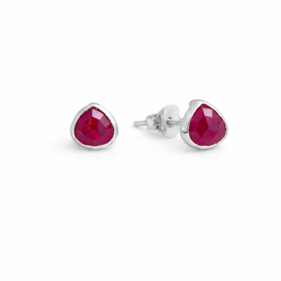 Red Jade Teardrop Studs