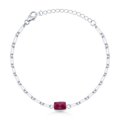 Red Jade Paperclip Chain Bracelet